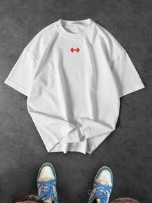 Sport MetroGents 男士夏季休闲哑铃字母印花运动T恤 - 黑色 - 查看 6