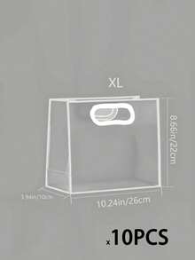 1/5/10个装透明礼品袋，简约镂空提手设计PVC礼品包装袋，适用于派对 - 白色 - 查看 28