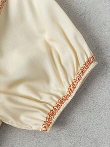 EMERY ROSE Women's Spring/Summer Casual Style Placement Print Round Neck Raglan Sleeve Tie-Waist Shirt And High-Waist A-Line Maxi Skirt Set - Multicolor - View 6