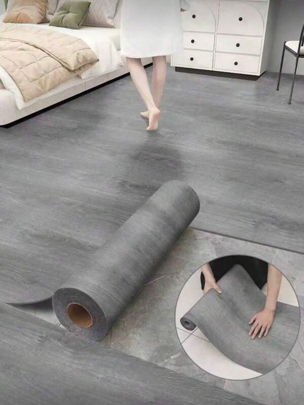 Rolo de Piso Vinílico Autoadesivo, 45cm x 3m, Ladrilhos de Piso Impermeáveis Adesivos para Cozinha, Banheiro, Quarto, Sala de Estar, Trailer, Fácil DIY, Piso de Madeira Clara, Presente de Decoração para Casa.