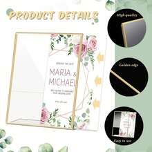 5/6/10/15PCS,Gold Borders Acrylic Sign Holder Picture Frame Display Stand Clear Paper Holder Table Menu Stands For Wedding Office Restaurant - Gold - View 3