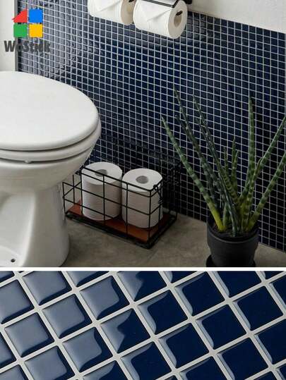 1PC WoStick 10 Inch X 10 Inch Waterproof Textured Vinyl DIY Wallpaper, Self-Adhesive Backsplash Tile, Small Grid Peel And Stick Tile, Suitable For Home Decor Wallpaper, Wall Decor, Room Decor, Bedroom Decor, Kitchen Decor