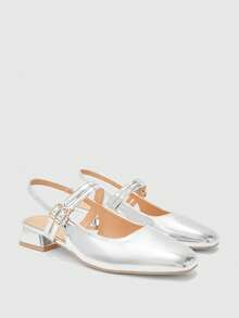 CUCCOO BIZCHIC Women's Classic Black Flat Slip-On Casual Commuter Shoes For Christmas - Silver - View 7