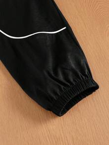 TOKVUE Men's Casual Letter Print Zip-Up Hoodie And Shorts Set - Black - View 5