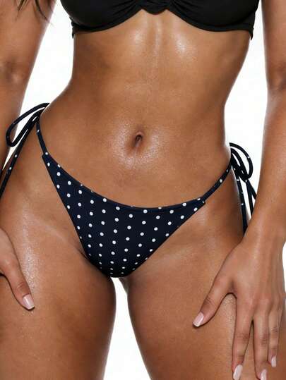 Oceva Sexig bikinitros med prickigt tryck och knytband framtill för strandsemestern för kvinnor