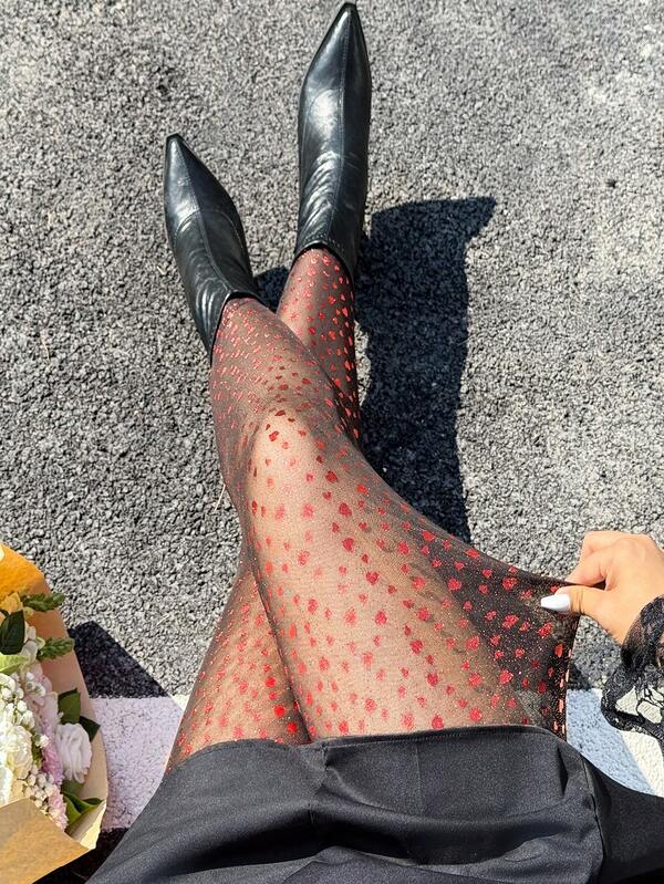 Muchica Plus Size Women Heart Pattern Leggings