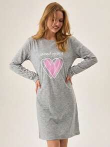 Loomlin 女士棉质 & 心形印花睡裙