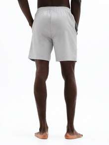 SUMWON 男士宽松版型沙滩短裤，弹性腰带，侧边口袋，夏季沙滩泳裤，及膝休闲泳装 - 灰色 - 查看 2