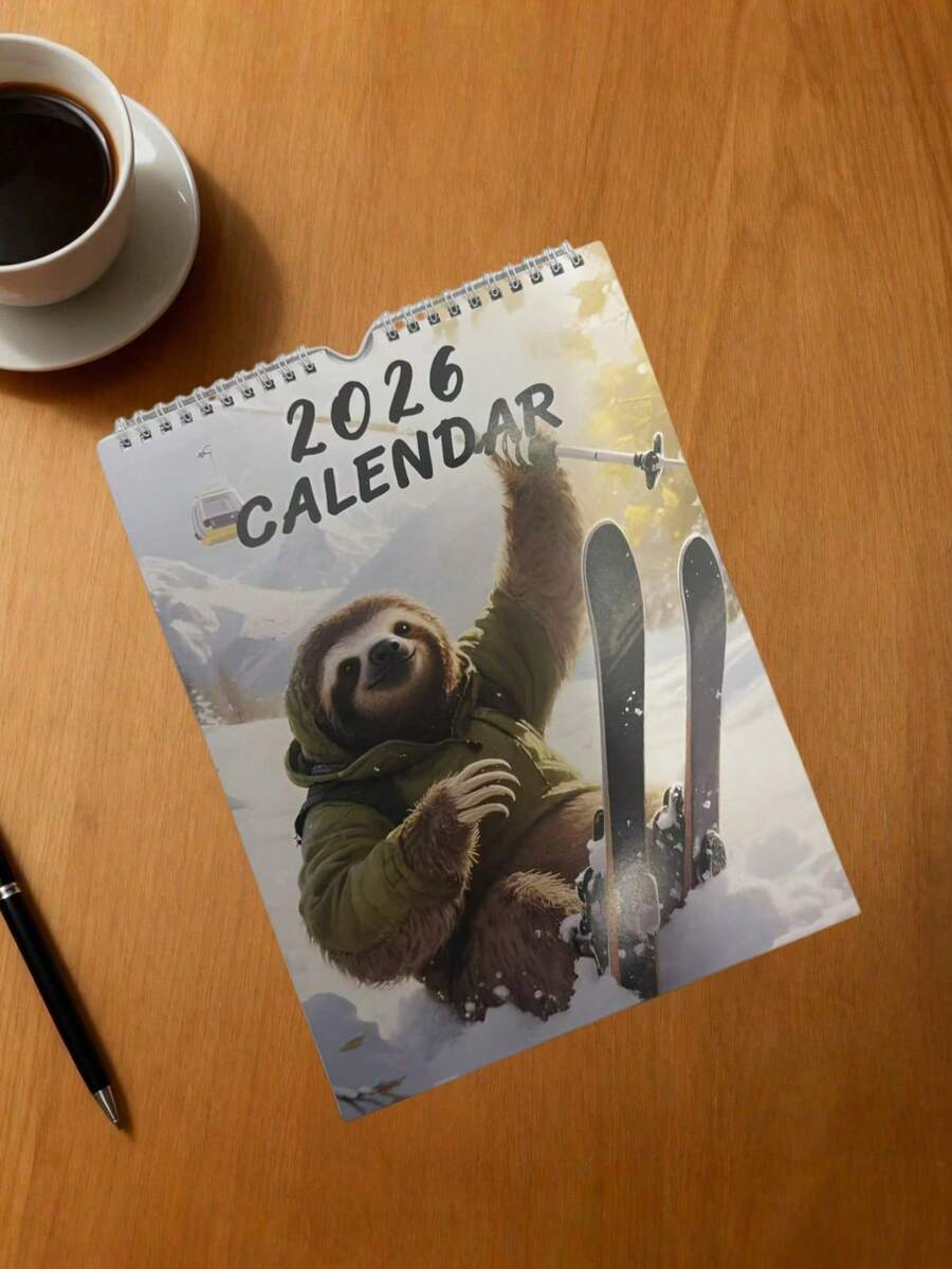 1份趣味2026年日历,生日礼物佳选,显示2026年1月至12月。日历,挂历 - 彩色 - 查看 1
