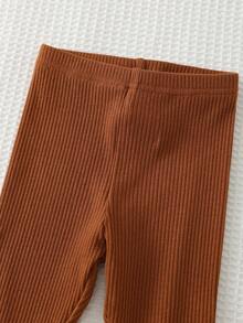 Cozy Pixies 2pcs Baby Girl Bow Knit Soft Round Neck Short Sleeve Top And Elastic Waist Pants Set Bow Baby Girl Outfit Cheetah Outfit Baby Baby Girl Leopard Outfit - Multicolor - View 5