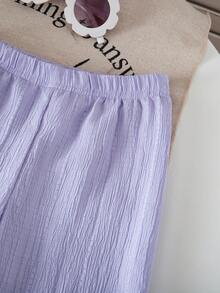 Souflis Souflis Baby Girl Solid Color Woven Camisole And Elastic Waist Pants Set - Purple - View 8