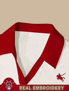 Franclia Áo thun ngắn tay ôm dáng cổ thêu dành cho nữ - trắng - Xem 4