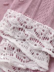 DAZY 女士睡衣套装，采用迷人的3D波点提花面料，饰以亮片刺绣和荷叶边下摆。 - 粉色 - 查看 11