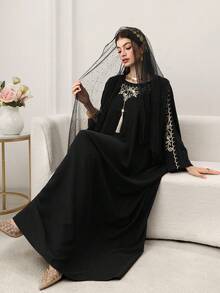 SHEIN Najma Women's Embroidered Elegant Tassel Loose Long Robe