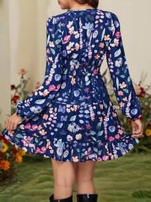 Amorya Robe courte élégante à col V et taille cintrée avec imprimé floral, coupe flatteuse pour un port quotidien - Multicolore - Voir 3