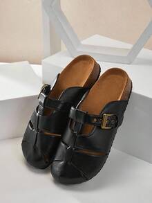 SHUZIA Women's Casual Stylish Crisscross Slip-On Clogs With Adjustable Buckles - Black - View 8