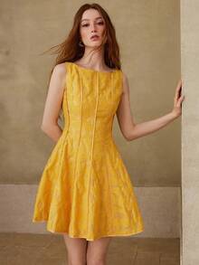 MOTF PREMIUM WOMEN'S SPRING/SUMMER A-LINE SLEEVELESS SHORT DRESS - Yellow - View 6