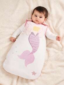 Cozy Pixies 1件装 Oeko-Tex 认证双面卡通美人鱼尾巴印花婴儿睡袋，柔软舒适，适合秋冬季日常使用。