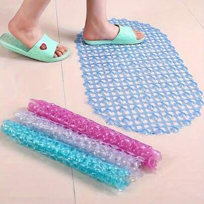 1pc Non-Slip Bathtub Mat, Medium Anti-Slip Shower Mat With Suction Cups And Drain Holes Transparent Bathroom Anti-Slip Mat Shower Room Floor Mat With Suction Cup, Toilet Waterproof Mat, Mildew-Proof And Antibacterial Shower Mat, Suitable For Shower Room, Bathtub, Toilet, Bathroom Anti-Slip Mat