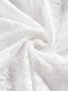 Tween Girl Elegant Lace Sheer Long Sleeve Fitted Blouse - White - View 4