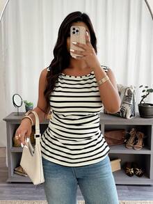 Elenzga Women's Autumn/Winter Loose Collar Flare Sleeve Pleated Ribbed Ribbed Top - Multicolor - View 3