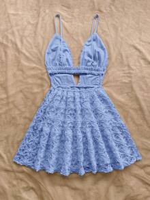 Soleia Women's Colorful Lemon Print Mini Dress, Vacation - Blue - View 2