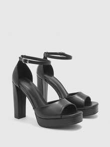 CUCCOO BIZCHIC Women's Fashion Versatile Waterproof Platform Buckle Heeled Sandals - Black - View 6