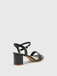 CUCCOO BIZCHIC Women's Fashion Versatile Commuting Heeled Sandals Summer - Pure black - View 9