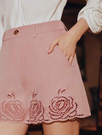  Anewsta Women's Elegant, Formal Embroidered Shorts Suit, High-End Design, Slimming, Suitable For Parties, Banquets, Weddings, Graduations