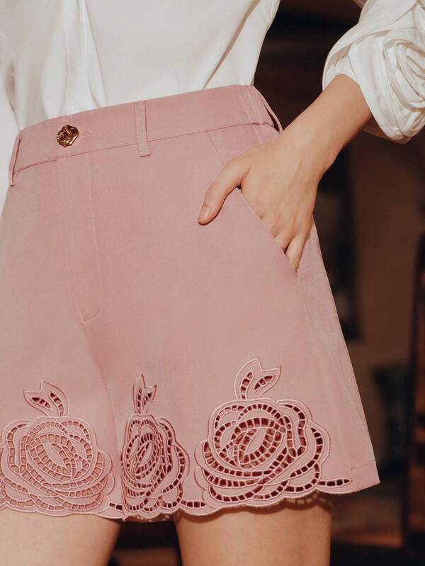  Anewsta 女士优雅正式刺绣短裤套装，高端设计，修身显瘦，适合派对、宴会、婚礼、毕业典礼等场合。