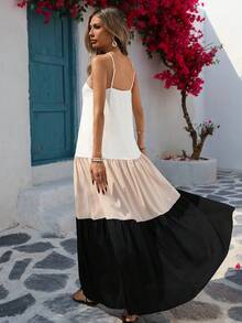 Vivid Eden 撞色编织吊带连衣裙，春夏装扮，夏季服装，情人节，女士度假装，女士沙滩装，节日，浪漫优雅服装，波西米亚风，甜美，锐舞节服装，热带度假女士服装，嘉年华 - 彩色 - 查看 5