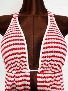 Mistrie Women's Striped Slit Design Sexy Fashion Halter Neck Camisole - Multicolor - View 4