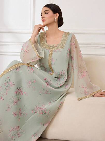 SHEIN Najma Elegant Romantic Luxurious Patchwork Minimalist Fashion Young Women Commuter Romantic Dress