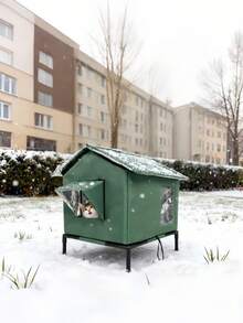 Casa per gatti da esterno pieghevole, isolata e riscaldata, spaziosa e rimovibile, per gatti randagi e da compagnia, portatile e facile da pulire, impermeabile - L-45*40*55 cm - Visualizzare 7