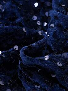 Glamorique Kids 年轻女孩优雅迷人可爱酒红色吊带露肩薄纱收腰鱼尾连衣裙，正式礼服 - 藏蓝色 - 查看 6