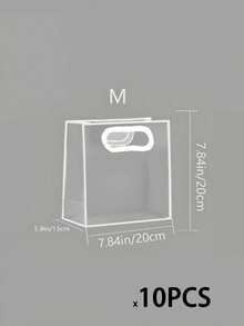 1/5/10个装透明礼品袋，简约镂空提手设计PVC礼品包装袋，适用于派对 - 白色 - 查看 29