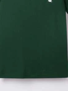 Áo thun ngắn tay cổ tròn in hình đại bàng dành cho bé trai tuổi teen, kiểu dáng thường ngày, đa năng. - Màu xanh lá cây đậm - Xem 5