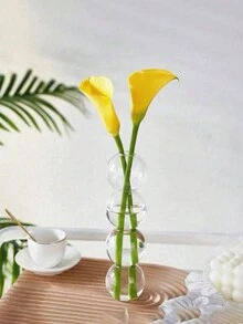 韩式ins风泡泡玻璃花瓶，透明水培植物，郁金香花卉展示，客厅装饰，家居装饰，花瓶，餐桌摆件，桌面装饰 - 綠色 - 查看 2