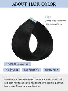 20Pcs 50Gram Tape In Hair Extensions Human Hair 18 Inch Remy Hair Extensions Color 1 Jet Black Fashion Tape In Extensions, Tape In Human Hair Extensions Add Length For Wedding - S1 - View 4