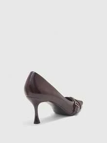 CUCCOO BIZCHIC Zapatos de tacón alto elegantes con diseño de hebilla y punta puntiaguda para mujer - Burdeos - Ver 9