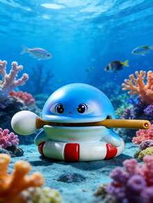 POKOJA LAND 1件梦幻水族箱木制鱼木鱼盲盒创意桌面摆件办公室装饰禅意冥想工具减压礼物成人收藏 - 彩色 - 查看 3