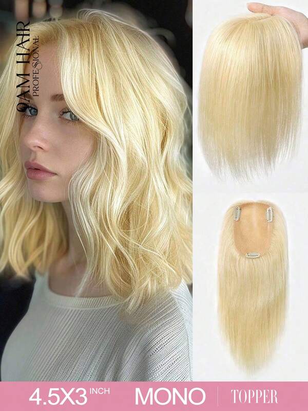 Real Hair Toppers For Women Real Human Hair Pieces For Women With Thinning Hair Lace Hair Toppers Clip In Hair Extensions Golden Blonde Color S613# Flower Hair Clip