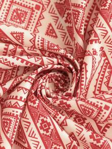 Brillora 女士V领露背波西米亚风几何印花休闲度假连衣裙，春夏款 - 彩色 - 查看 7