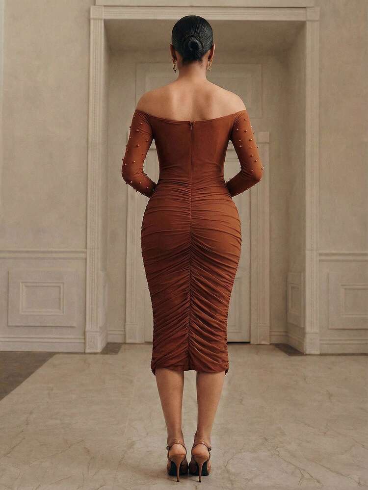 High Quality New Elegant Sexy Bubble Design Long Sleeve Women Dress
