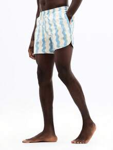 SUMWON 波浪条纹泳裤，松紧腰带，沙滩度假夏季泳池短裤 - 彩色 - 查看 1