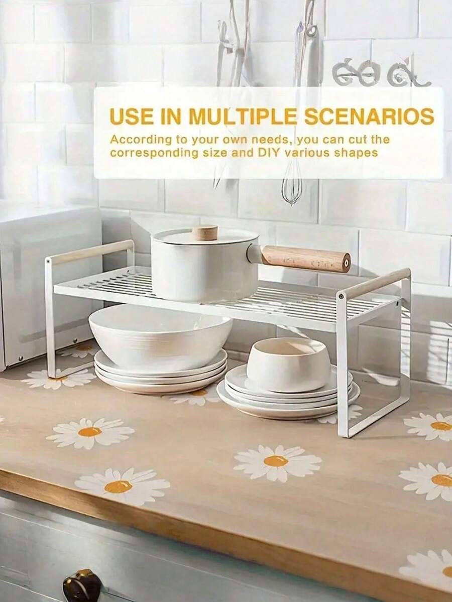 4/8pcs Waterproof Refrigerator Mat, Rectangular Moisture-Proof Mat, Washable Refrigerator Mat, Placemat, Daisy And Lemon Pattern - Daisy - View 1