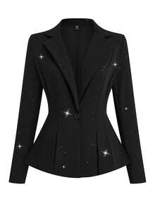 Sweetra 大码时尚修身腰部套装，适合通勤 - 黑色 - 查看 1