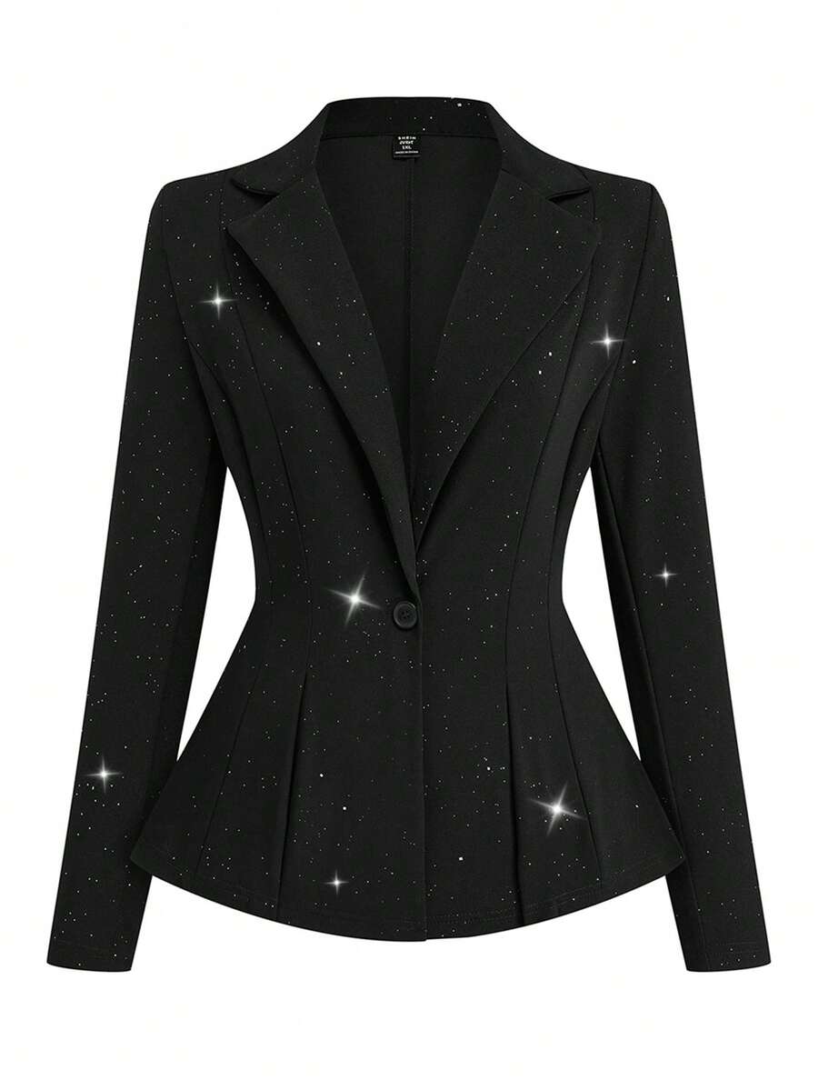 Sweetra 大码时尚修身腰部套装，适合通勤 - 黑色 - 查看 1