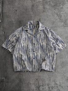 AXEPEAK 男士休闲时尚街头印花短袖衬衫短裤套装，夏季 - 彩色 - 查看 6