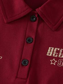 Tween Girls' Minimalist Print Short Sleeve T-Shirt - Burgundy - View 7